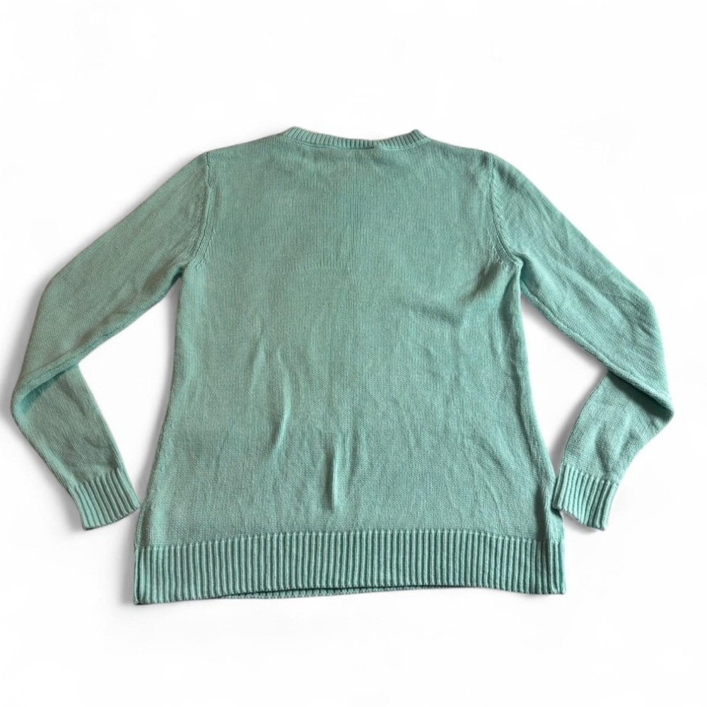 Sail to Sable Lemon Sweater M Mint Green Knit Pullover Fruit Cotton Blend - Picture 2 of 5